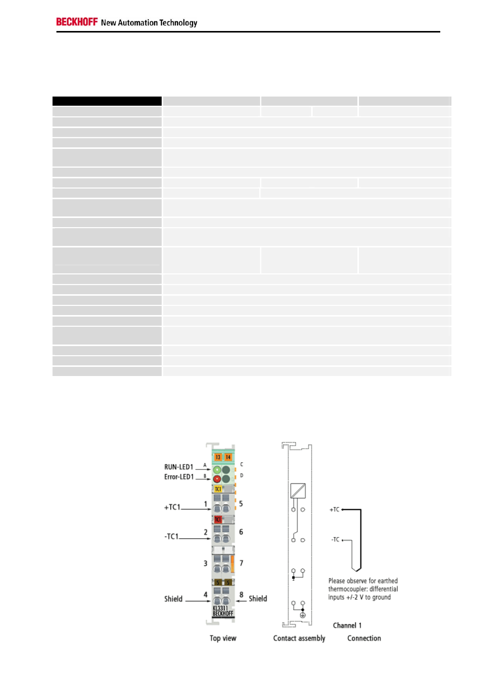 Technical data, Connection, Kl3311 | BECKHOFF KL3311 User Manual | Page 5 / 23