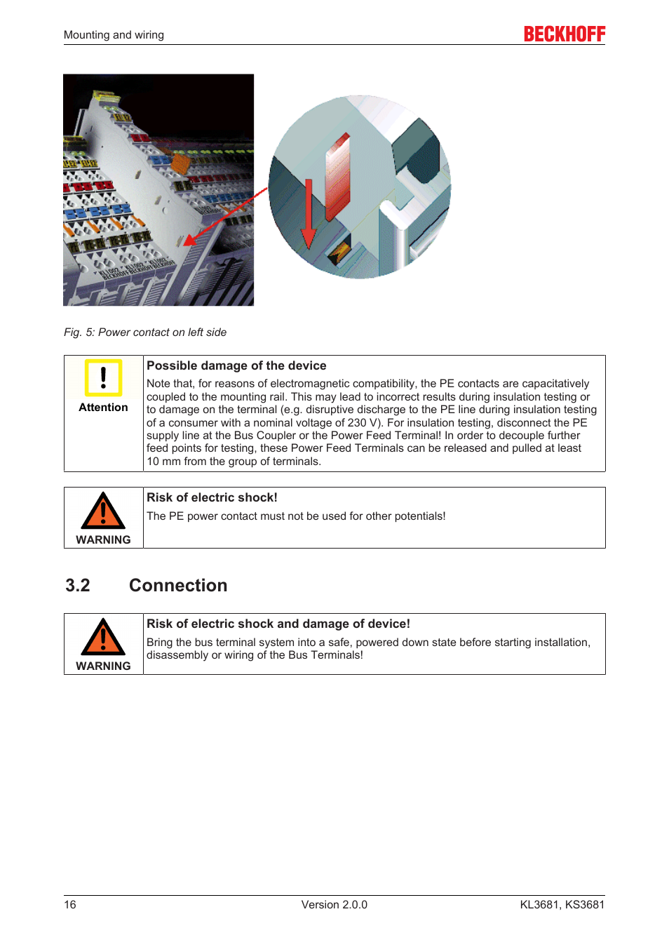 2 connection | BECKHOFF KL3681 User Manual | Page 16 / 43