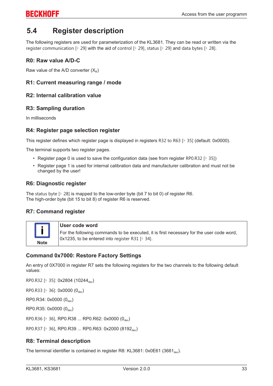 4 register description | BECKHOFF KL3681 User Manual | Page 33 / 43