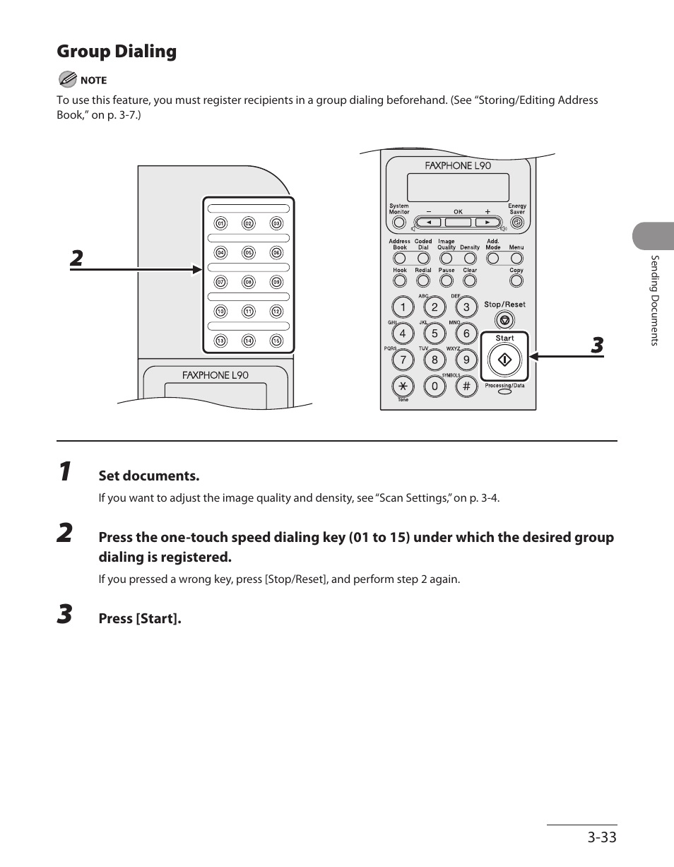 Group dialing, Group dialing -33 | Canon L90 User Manual | Page 102 / 214