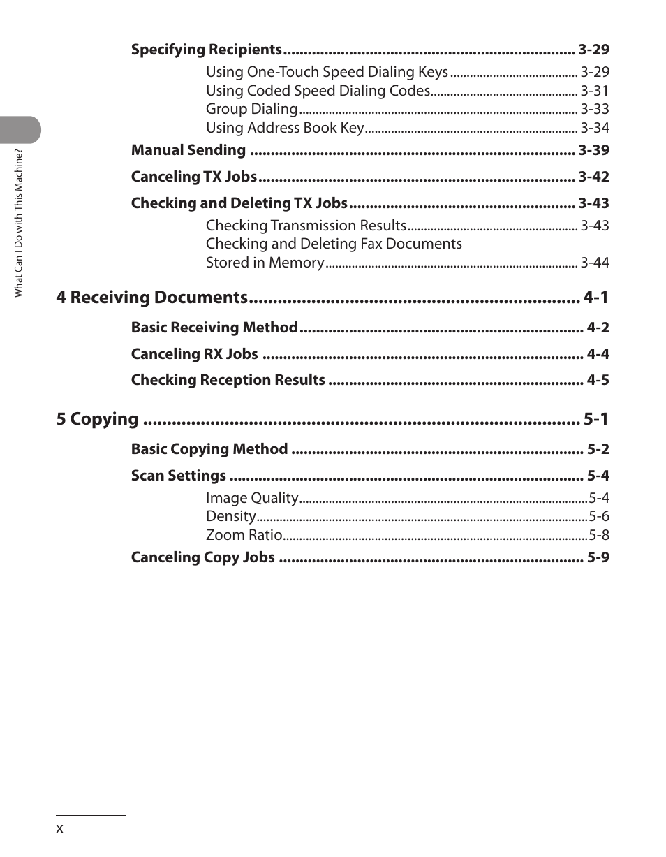 4 receiving documents -1, 5 copying -1 | Canon L90 User Manual | Page 11 / 214
