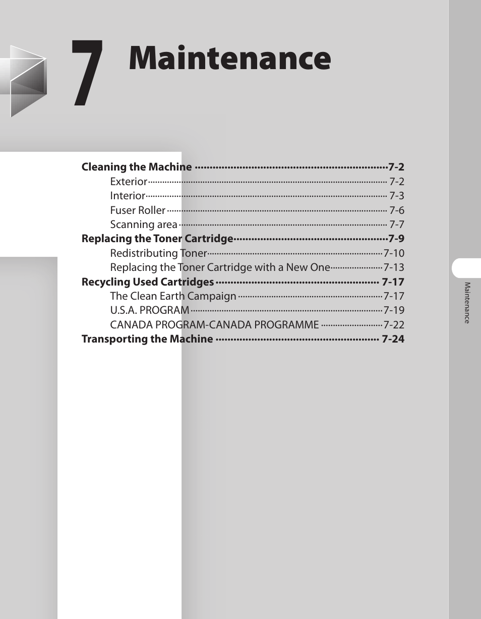 7 maintenance, 7 maintenance -1, Maintenance | Canon L90 User Manual | Page 138 / 214