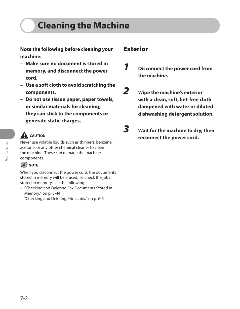 Cleaning the machine, Exterior, Cleaning the machine -2 | Exterior -2 | Canon L90 User Manual | Page 139 / 214