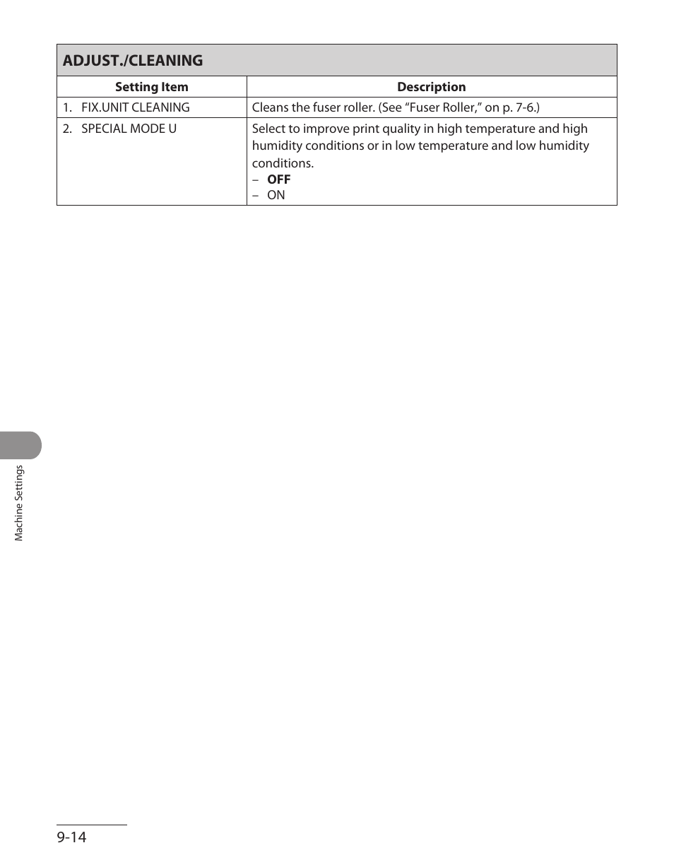 Adjust./cleaning, Adjust./cleaning -14, 14 adjust./cleaning | Canon L90 User Manual | Page 201 / 214