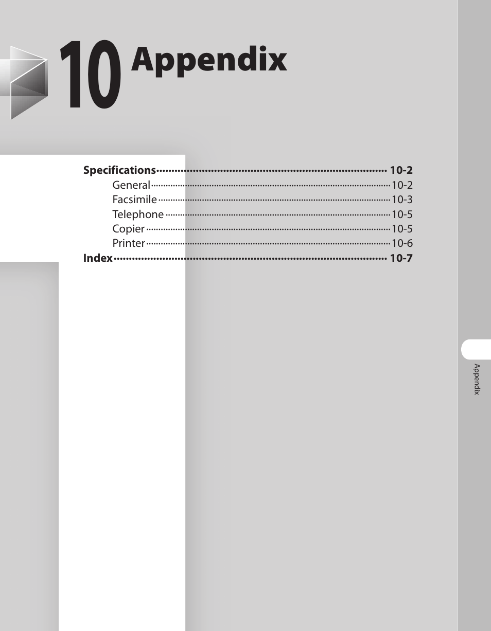 10 appendix, 10 appendix -1, Appendix | Canon L90 User Manual | Page 204 / 214