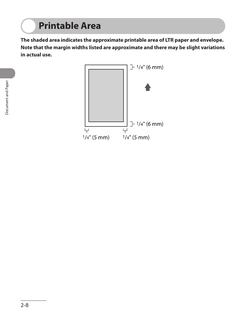 Printable area, Printable area -8 | Canon L90 User Manual | Page 61 / 214