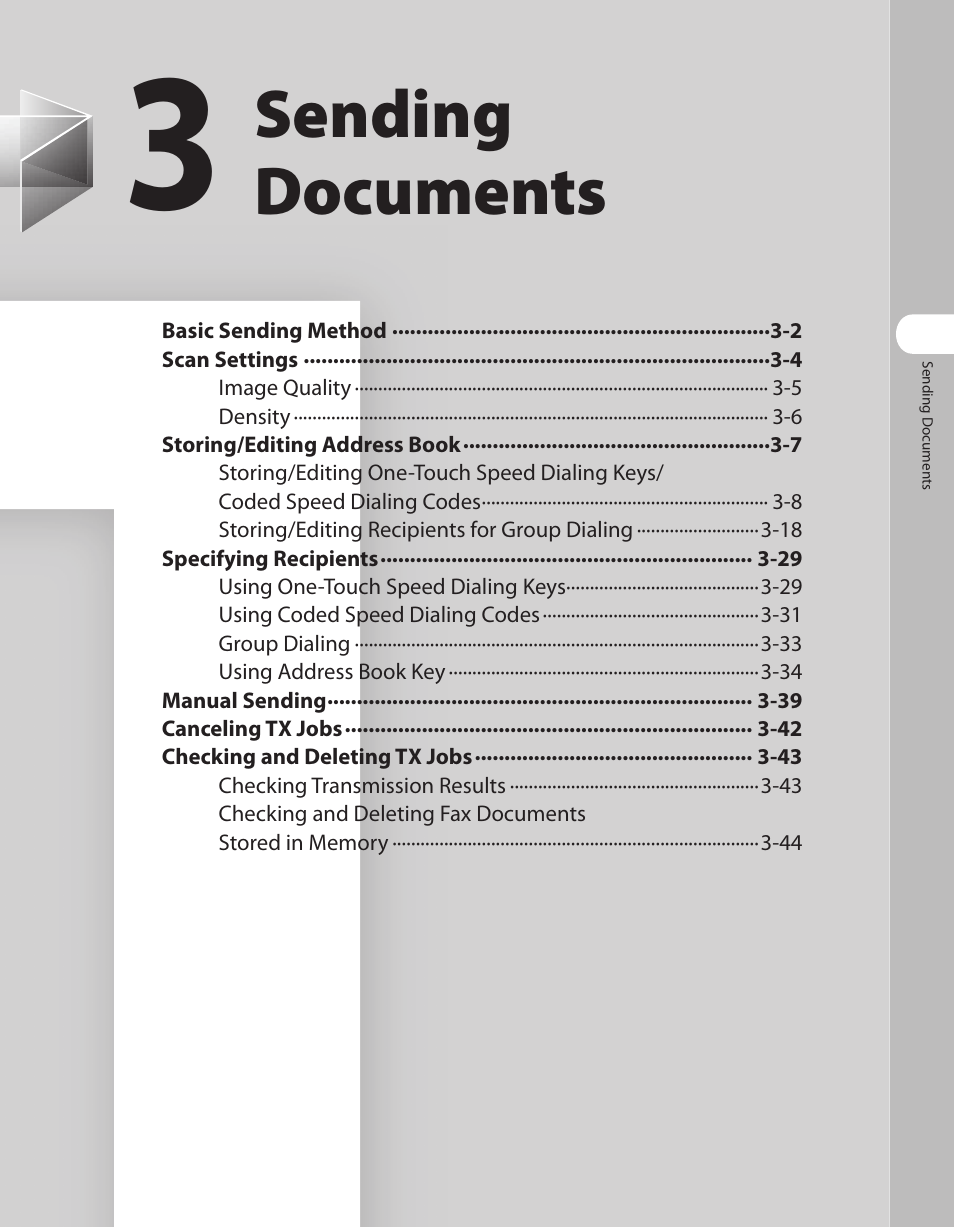 3 sending documents, 3 sending documents -1, Sending documents | Canon L90 User Manual | Page 70 / 214