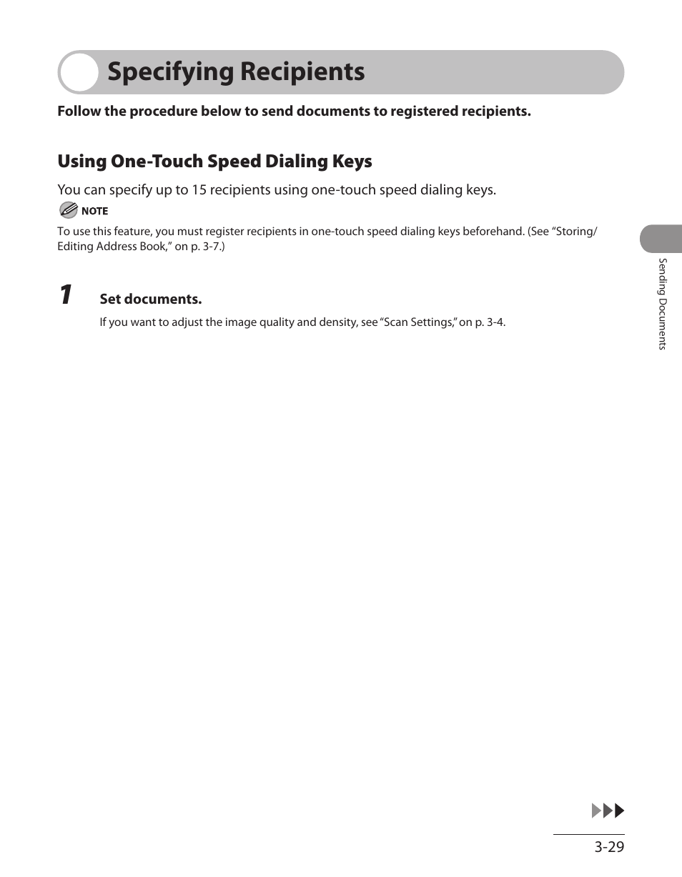 Specifying recipients, Using one-touch speed dialing keys, Specifying recipients -29 | Using one-touch speed dialing keys -29 | Canon L90 User Manual | Page 98 / 214