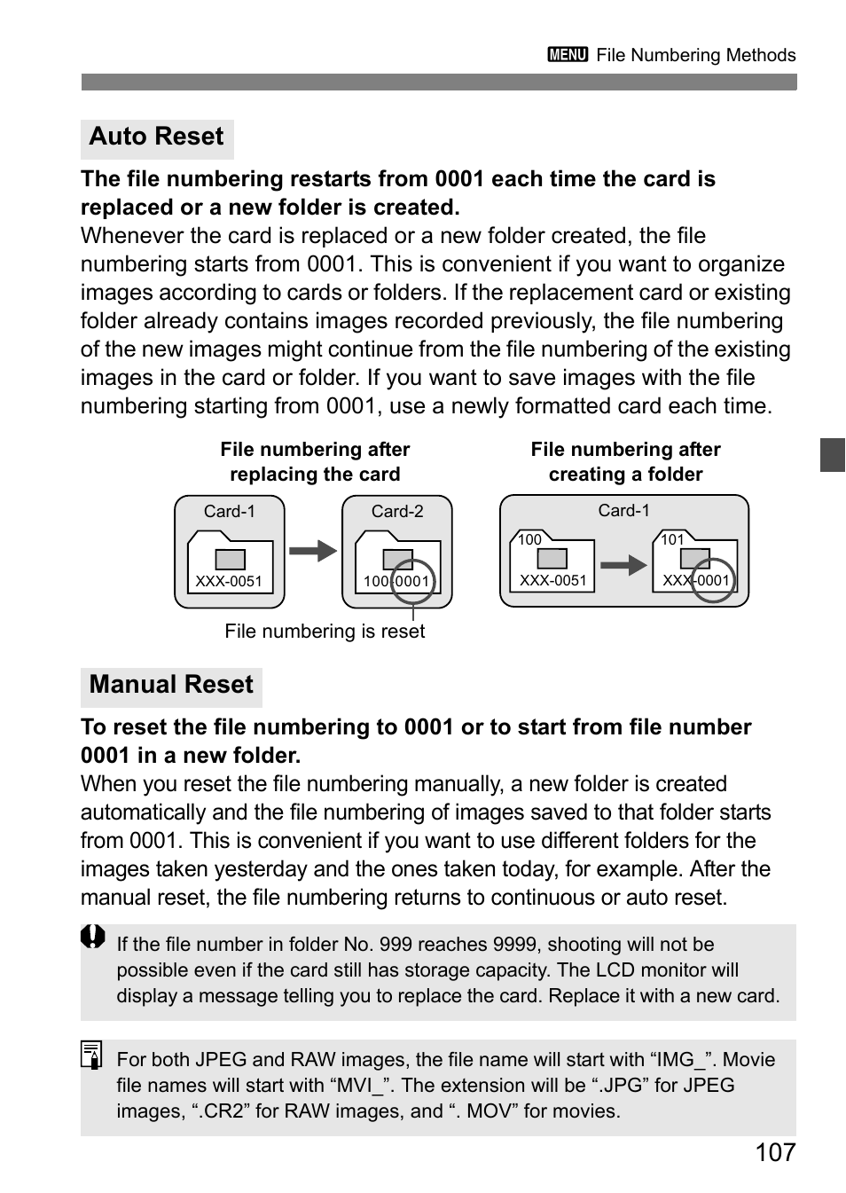 Auto reset manual reset | Canon EOS 60D User Manual | Page 107 / 320