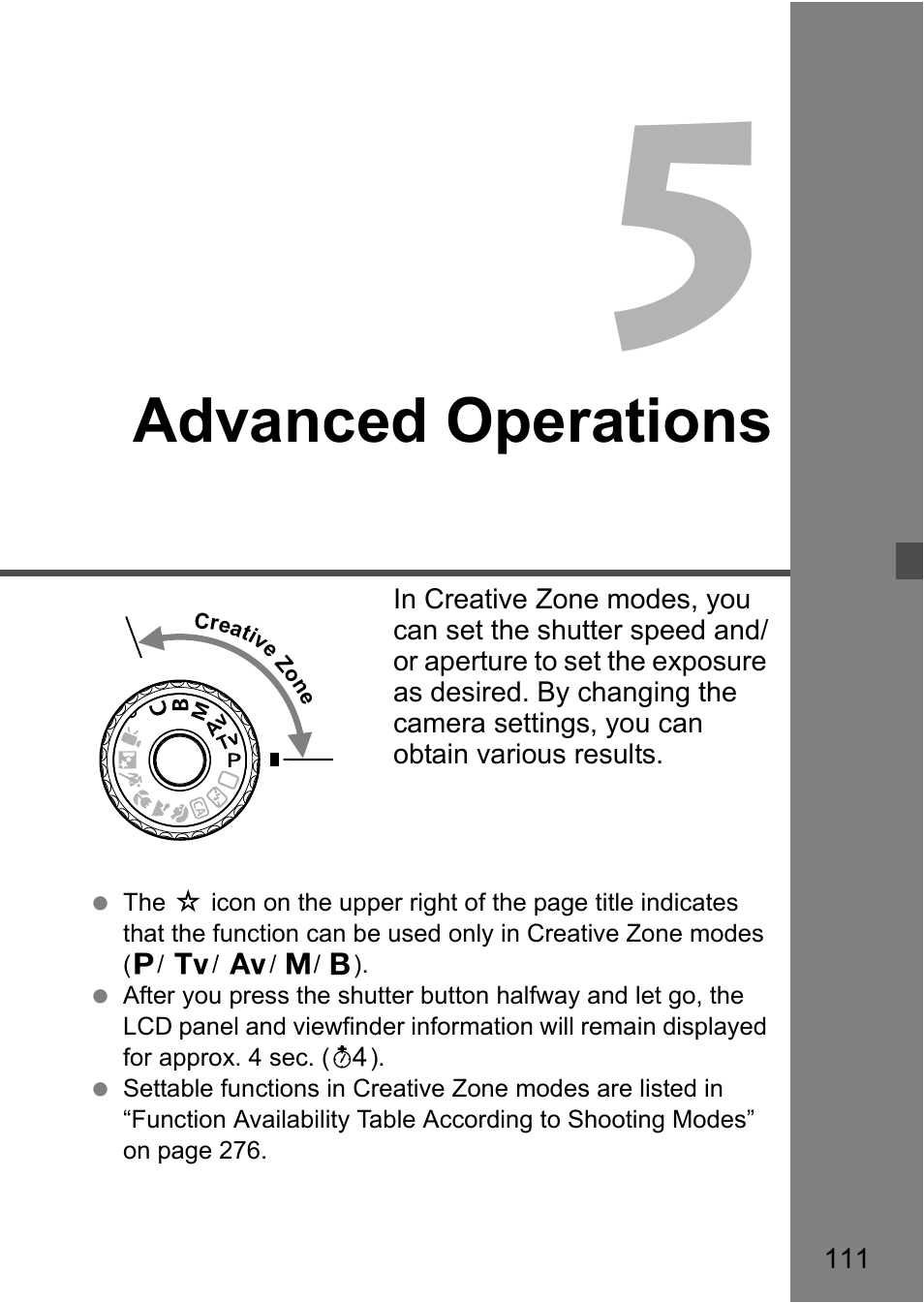 5 advanced operations, Advanced operations | Canon EOS 60D User Manual | Page 111 / 320