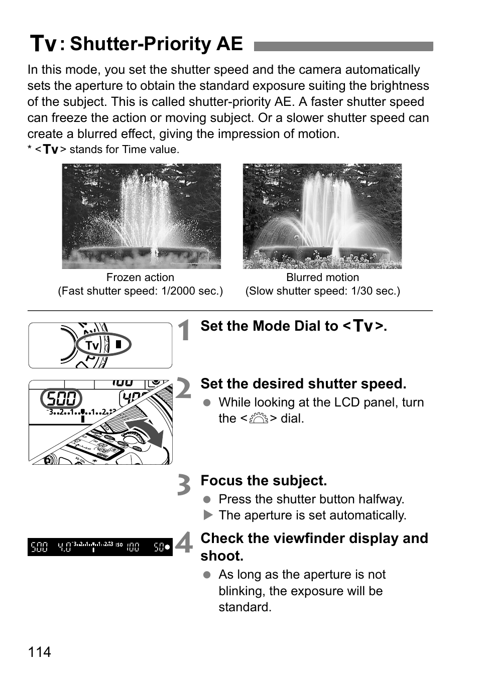 Shutter-priority ae, S: shutter-priority ae | Canon EOS 60D User Manual | Page 114 / 320