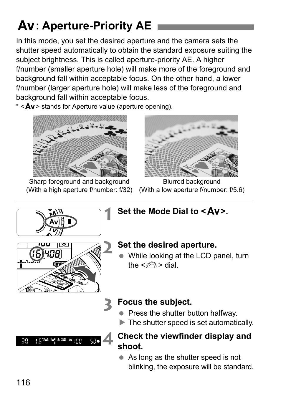 Aperture-priority ae, F: aperture-priority ae | Canon EOS 60D User Manual | Page 116 / 320