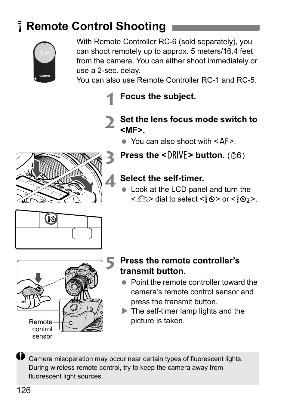 Remote control shooting, R remote control shooting | Canon EOS 60D User Manual | Page 126 / 320