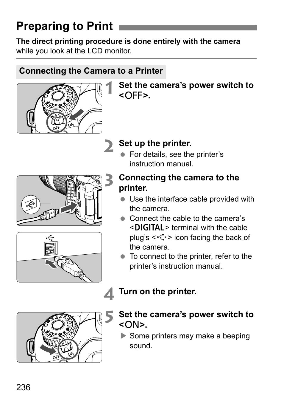 Preparing to print | Canon EOS 60D User Manual | Page 236 / 320