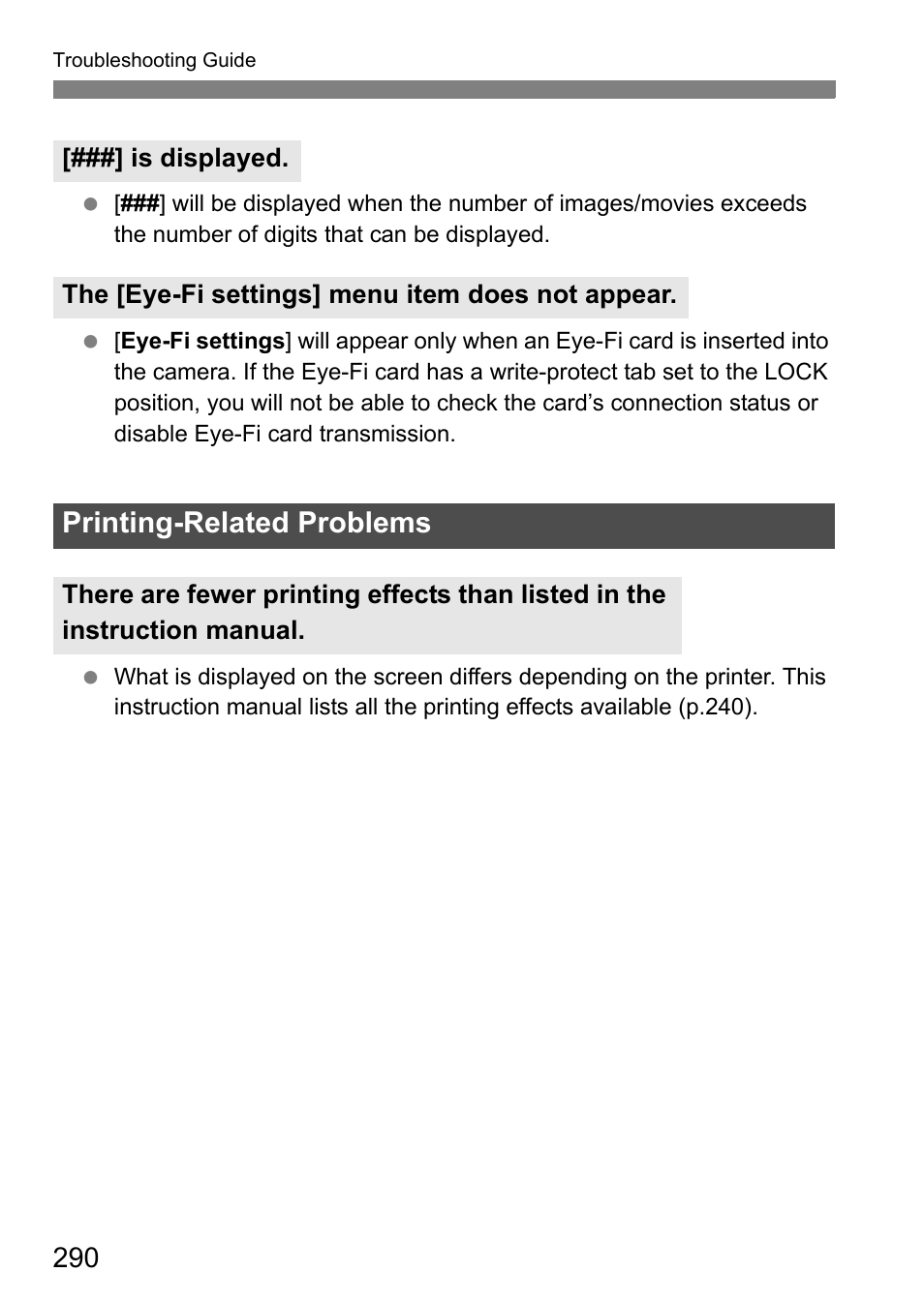 Printing-related problems | Canon EOS 60D User Manual | Page 290 / 320