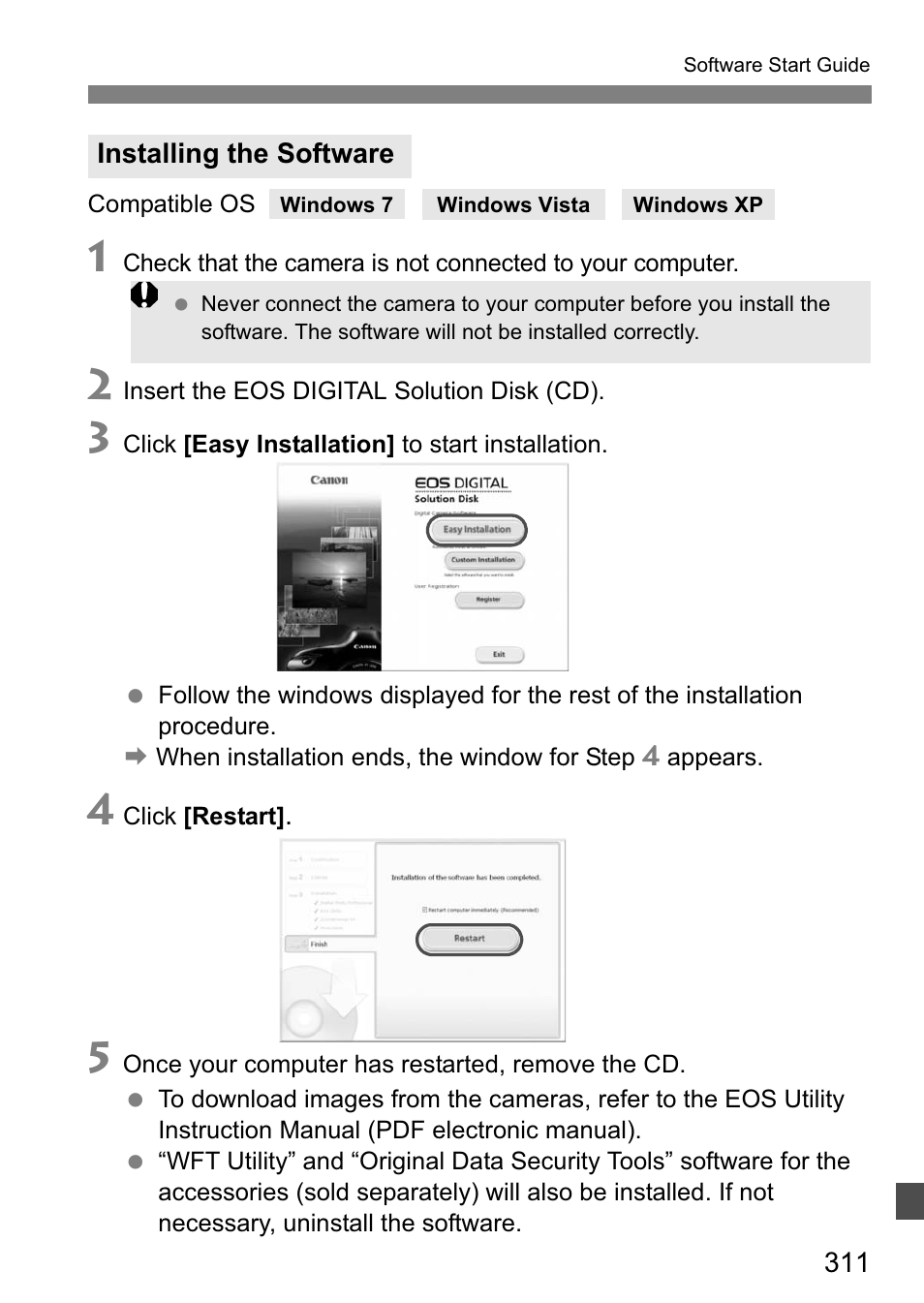 Installing the software | Canon EOS 60D User Manual | Page 311 / 320