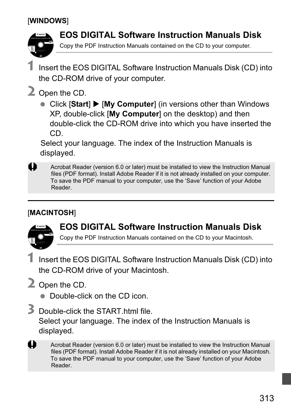 Eos digital software instruction manuals disk | Canon EOS 60D User Manual | Page 313 / 320