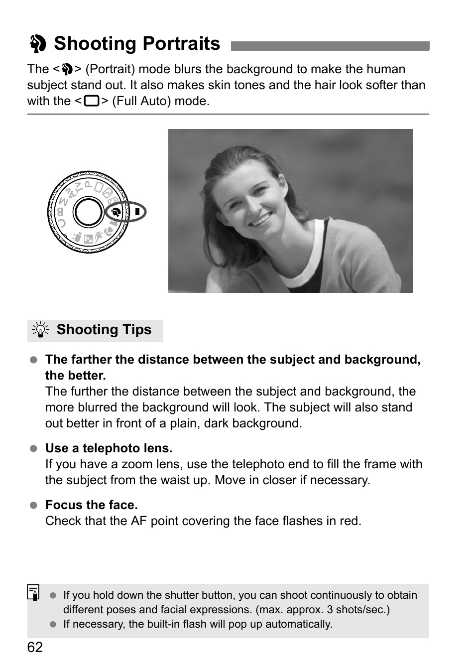 Shooting portraits, 2 shooting portraits | Canon EOS 60D User Manual | Page 62 / 320