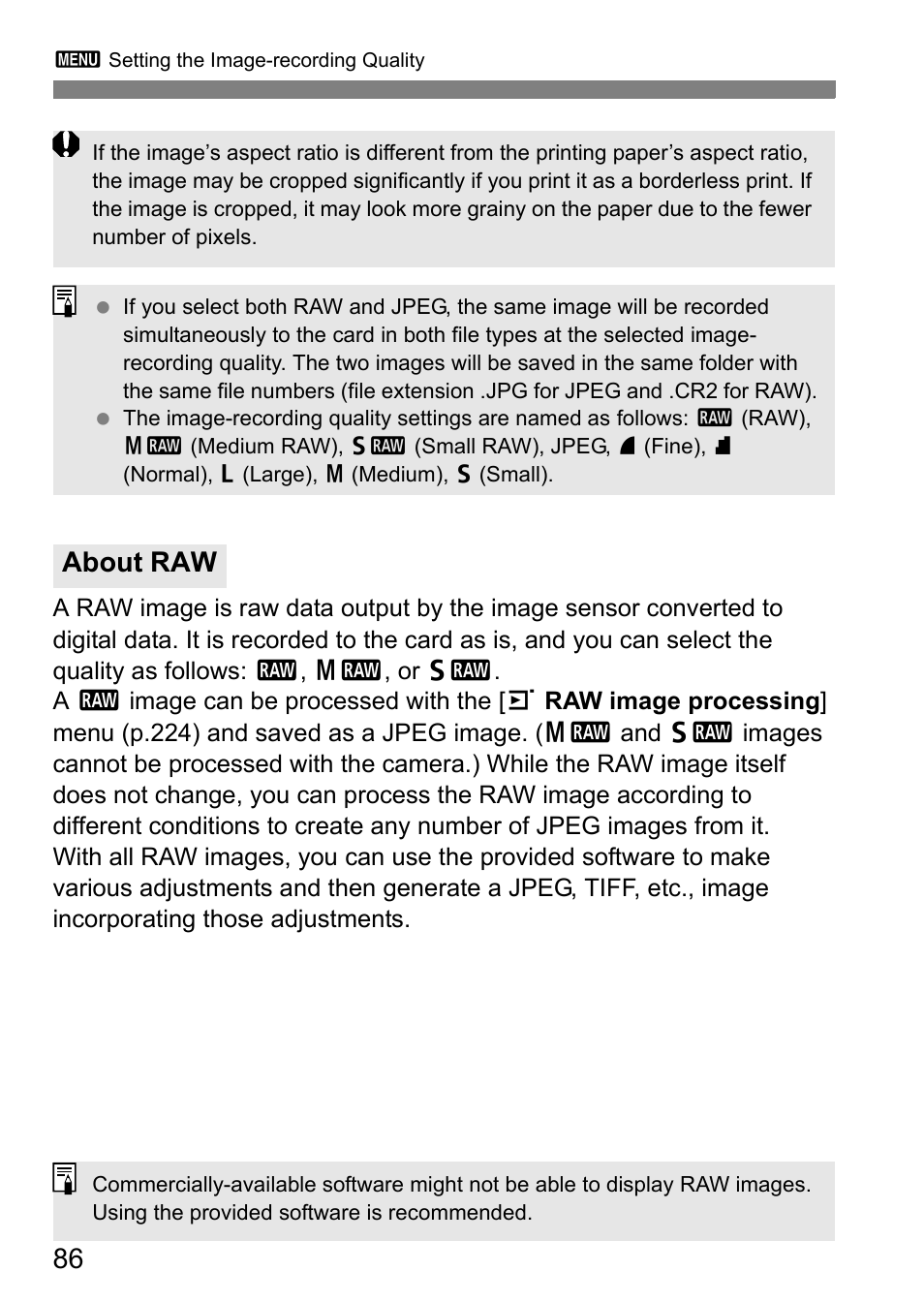 About raw | Canon EOS 60D User Manual | Page 86 / 320