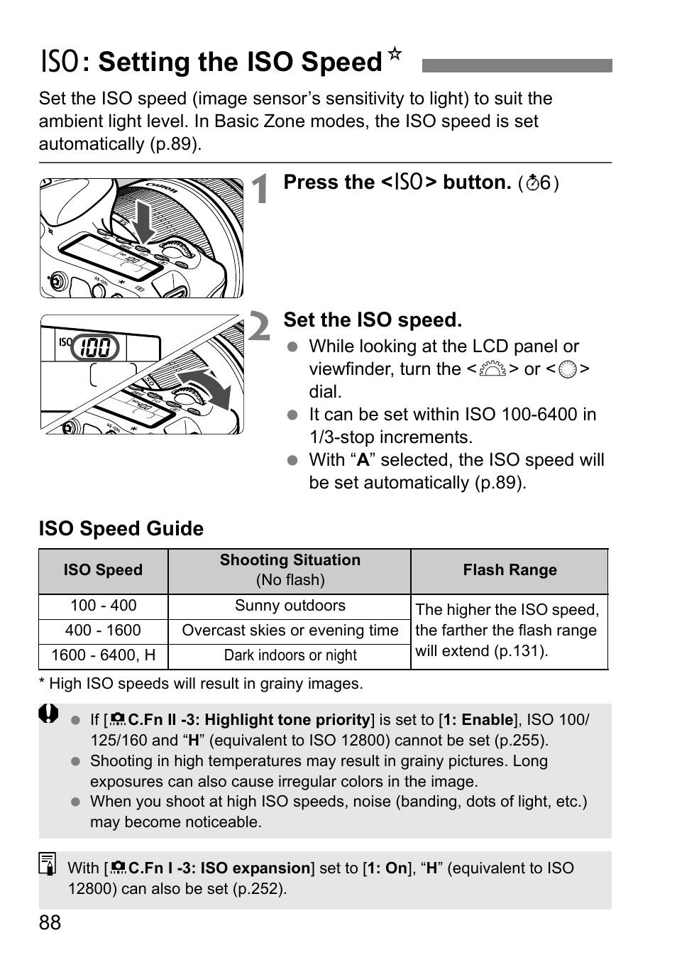 Setting the iso speed, I: setting the iso speed n | Canon EOS 60D User Manual | Page 88 / 320