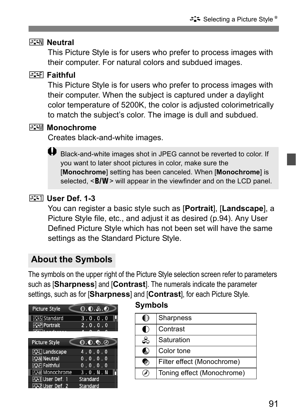 About the symbols | Canon EOS 60D User Manual | Page 91 / 320