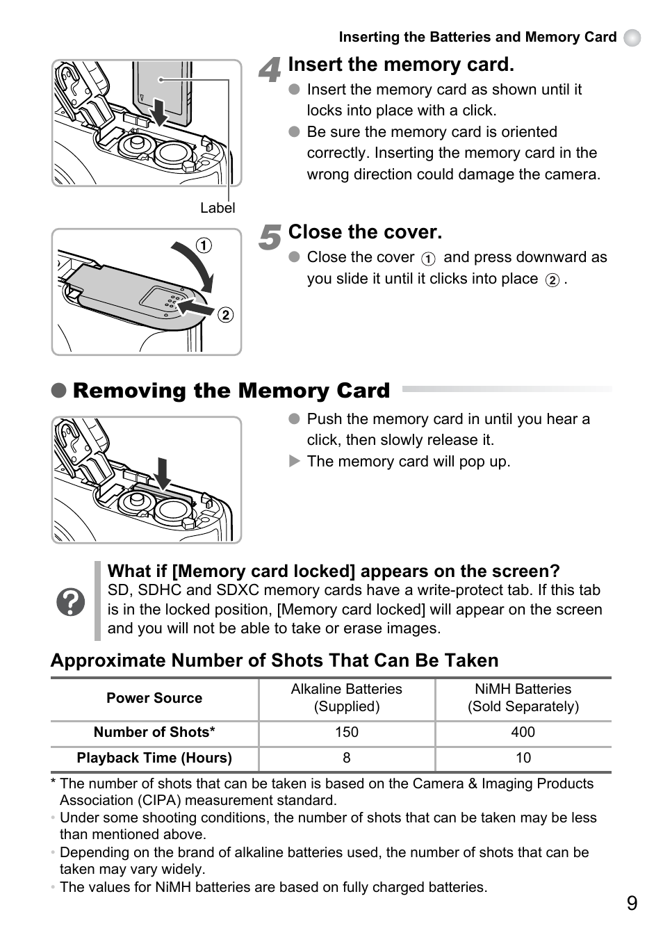 Close the cover | Canon A495 User Manual | Page 9 / 36