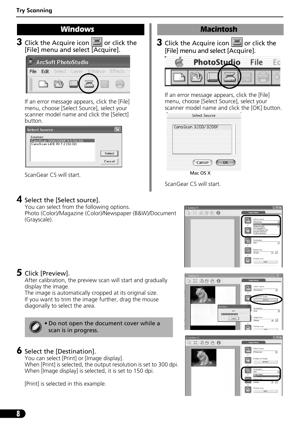 Windows, Macintosh | Canon CanoScan 3200F User Manual | Page 10 / 20