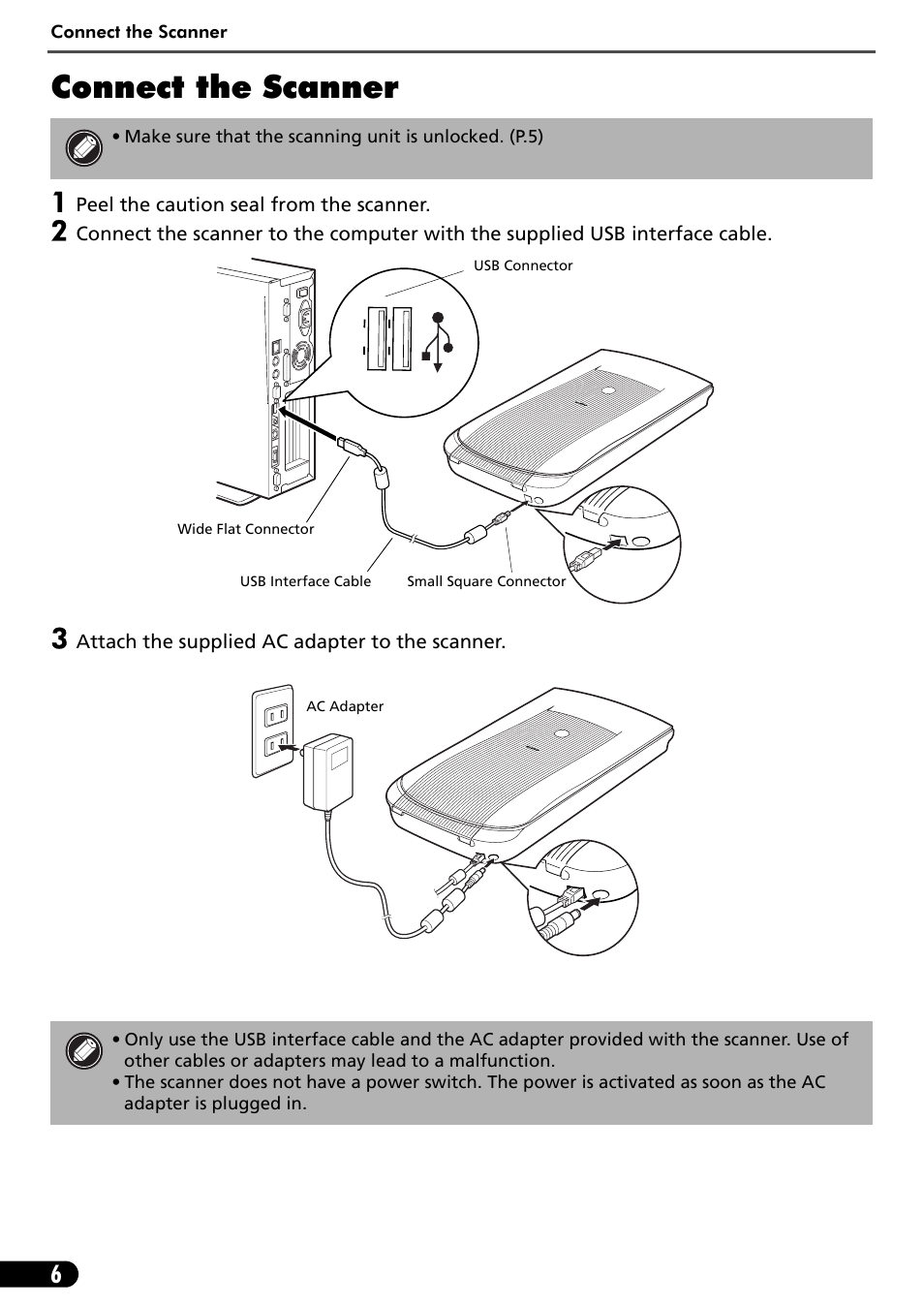 Connect the scanner | Canon CanoScan 3200F User Manual | Page 8 / 20