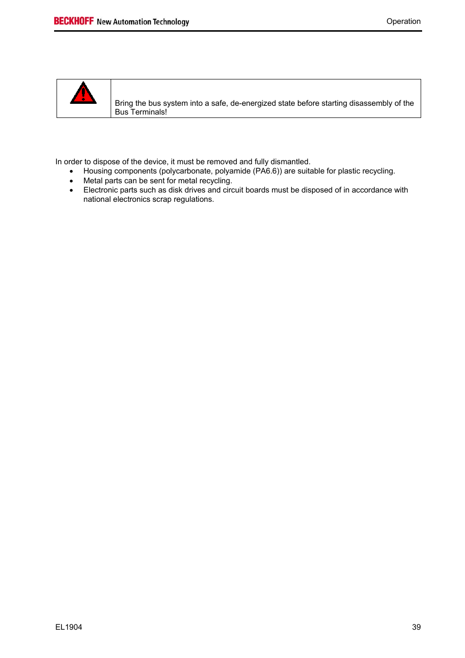 6 decommissioning | BECKHOFF EL1904 User Manual | Page 41 / 44