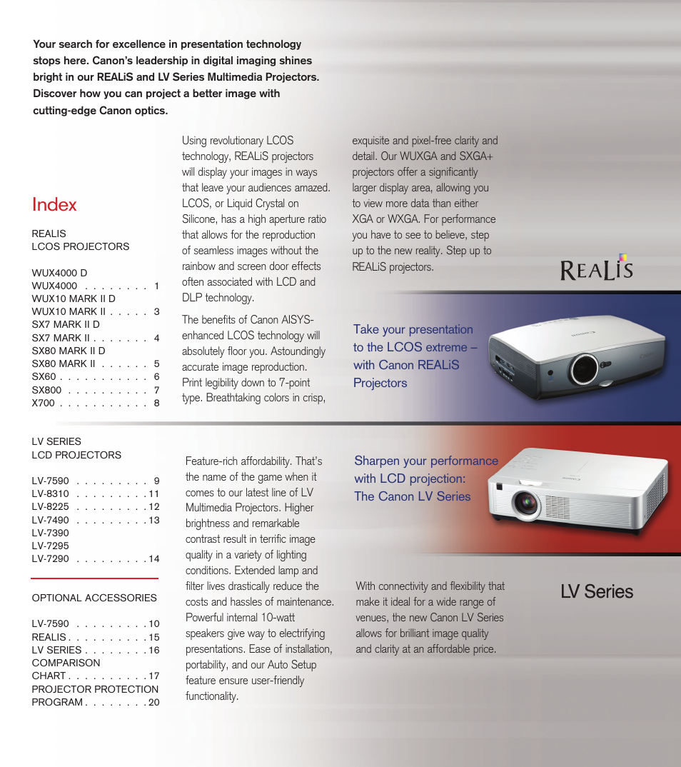 Index | Canon LV-8225 User Manual | Page 2 / 12