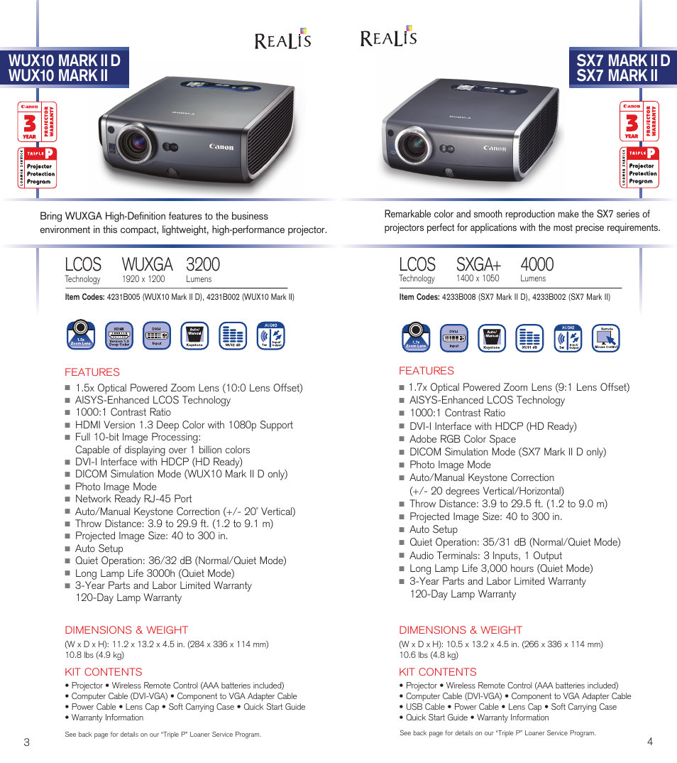 Wuxga, Lcos, Sxga | Canon LV-8225 User Manual | Page 4 / 12