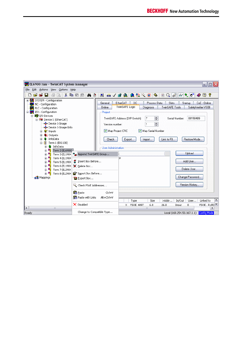 7 creating a twinsafe group | BECKHOFF EL6930 User Manual | Page 30 / 59