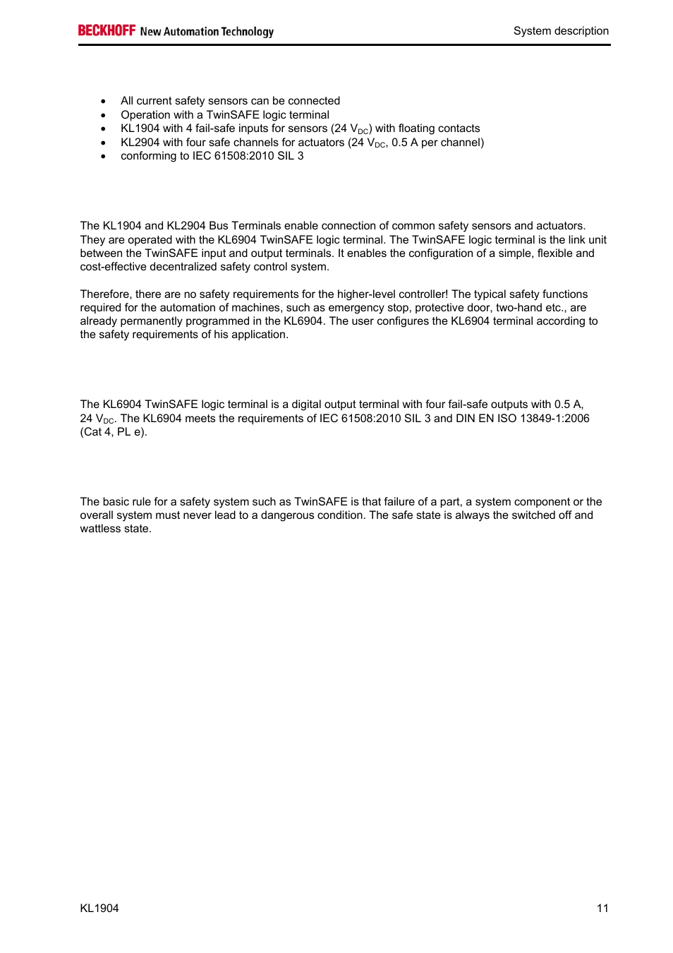 5 the fail-safe principle (fail stop) | BECKHOFF KL1904 User Manual | Page 13 / 37