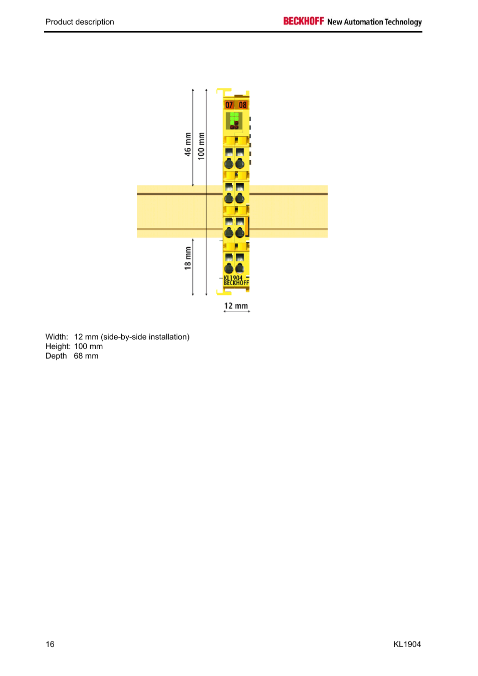 5 dimensions | BECKHOFF KL1904 User Manual | Page 18 / 37