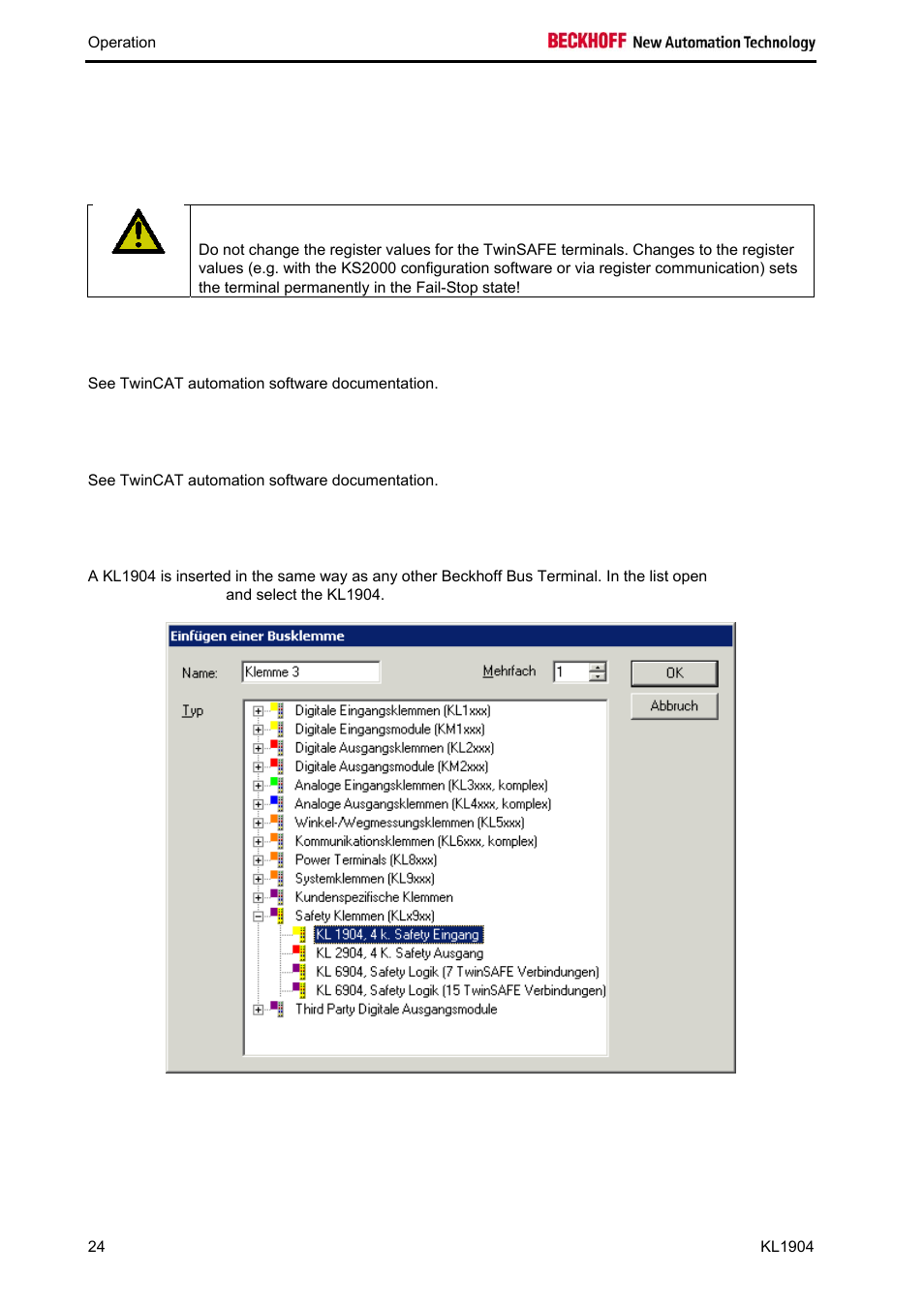 BECKHOFF KL1904 User Manual | Page 26 / 37