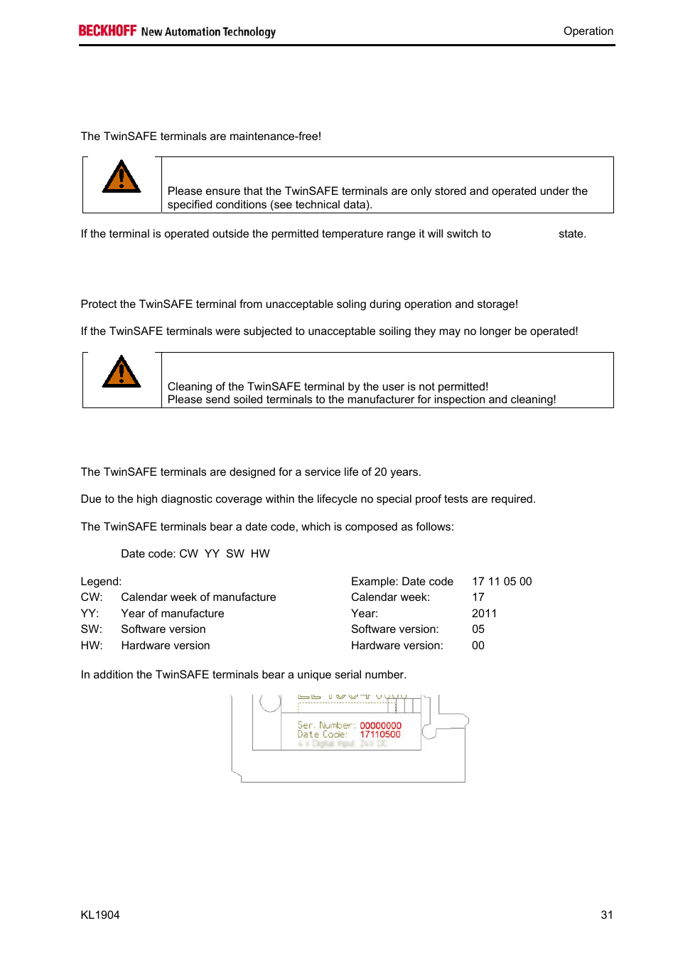 4 maintenance | BECKHOFF KL1904 User Manual | Page 33 / 37