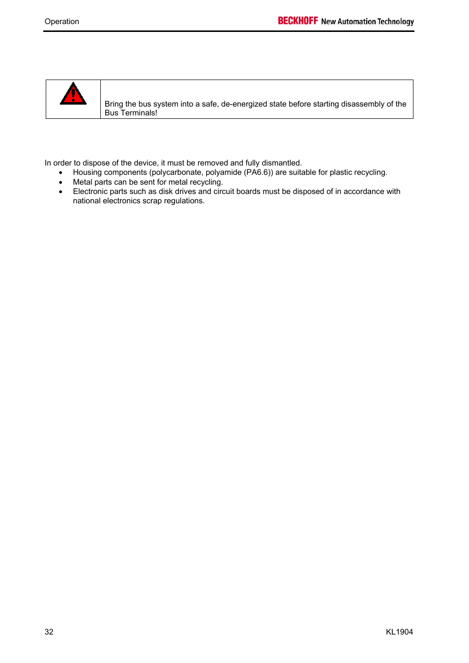 5 decommissioning | BECKHOFF KL1904 User Manual | Page 34 / 37