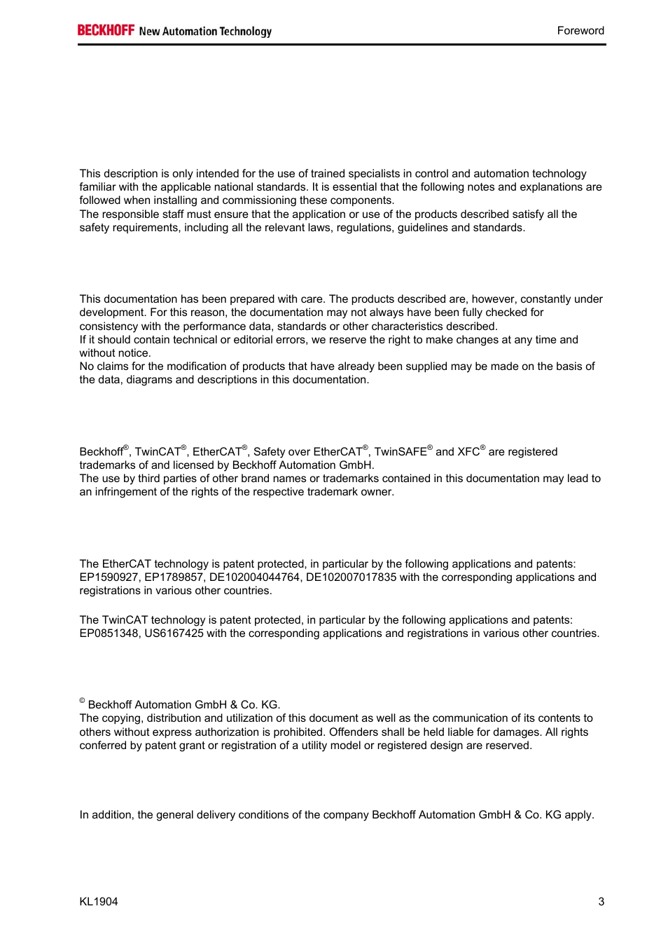 1 foreword | BECKHOFF KL1904 User Manual | Page 5 / 37