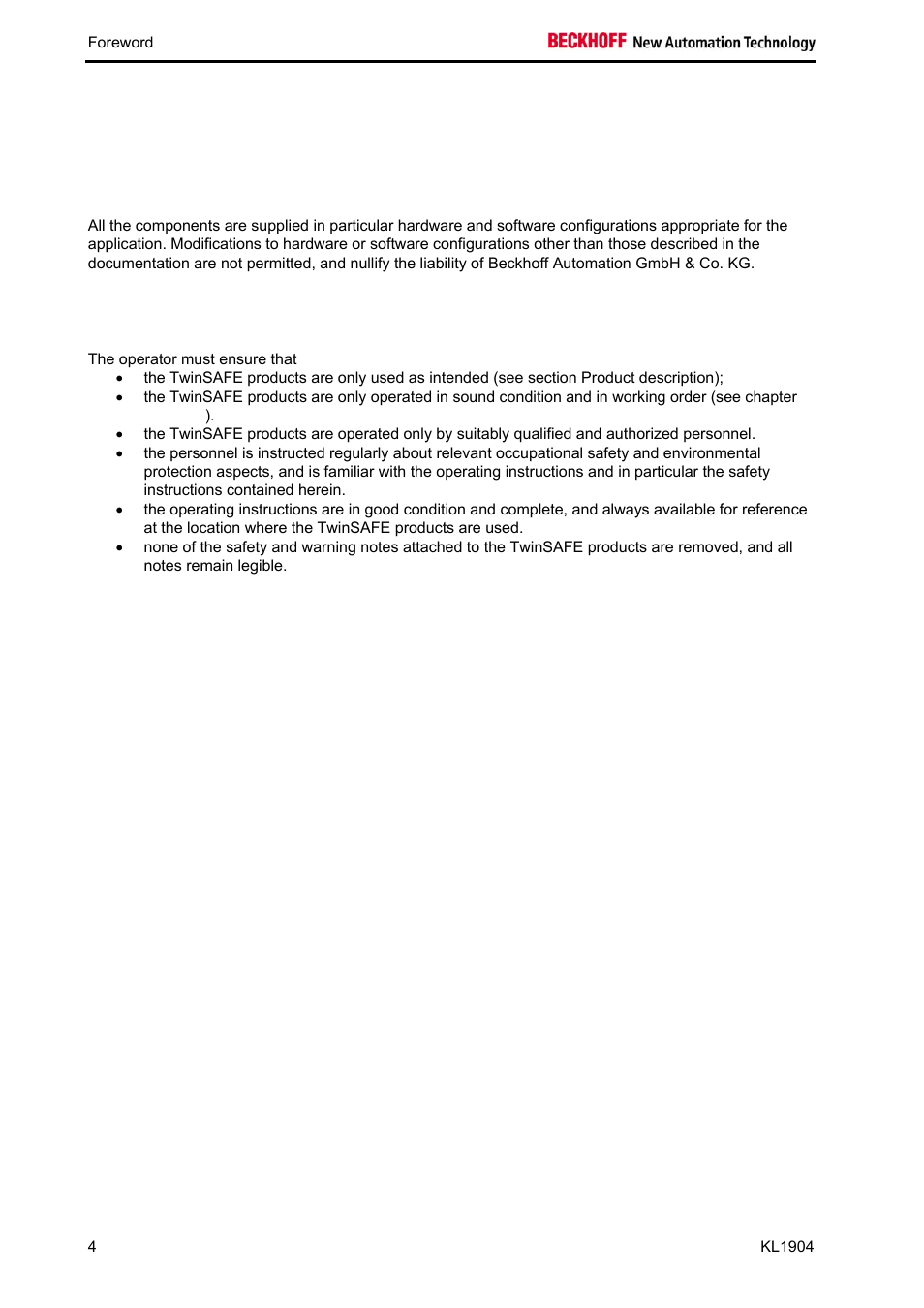 2 safety instructions | BECKHOFF KL1904 User Manual | Page 6 / 37