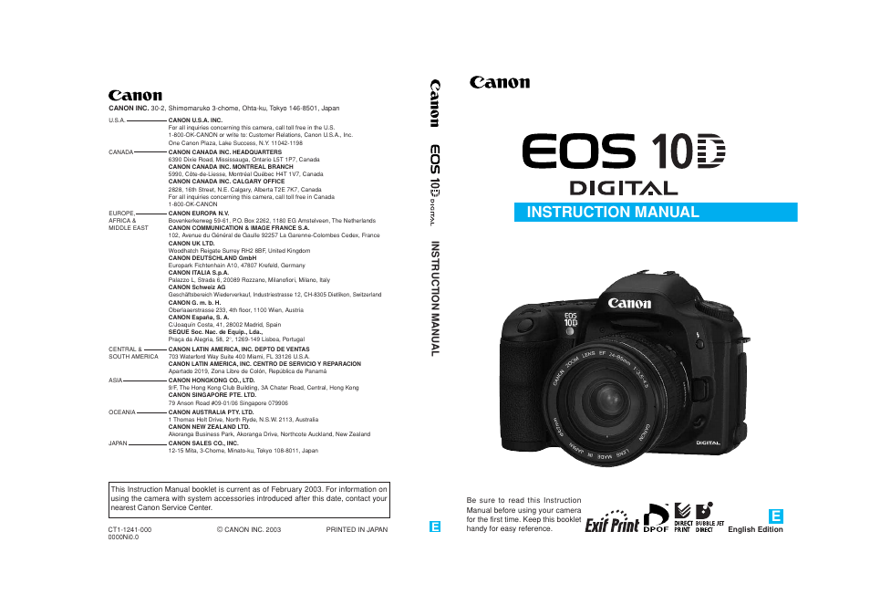 Canon EOS 10D User Manual | 183 pages