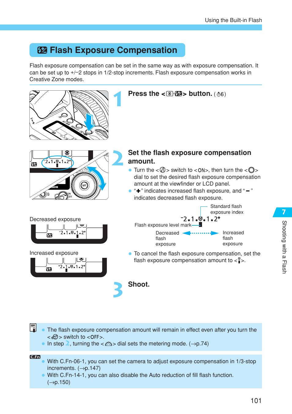 Flash exposure compensation | Canon EOS 10D User Manual | Page 101 / 183