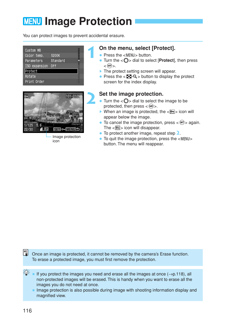 Image protection | Canon EOS 10D User Manual | Page 116 / 183