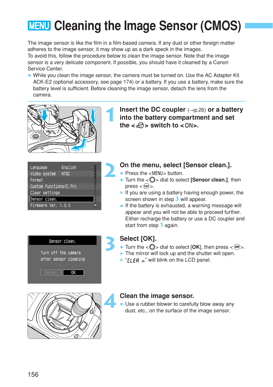 Cleaning the image sensor (cmos) | Canon EOS 10D User Manual | Page 156 / 183