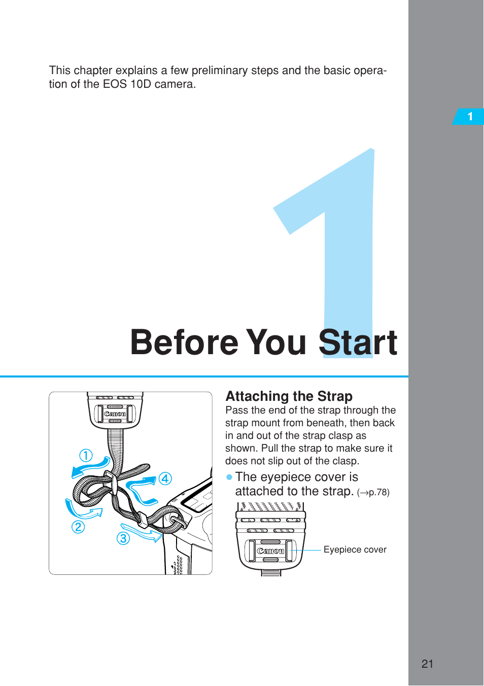 Before you start | Canon EOS 10D User Manual | Page 21 / 183