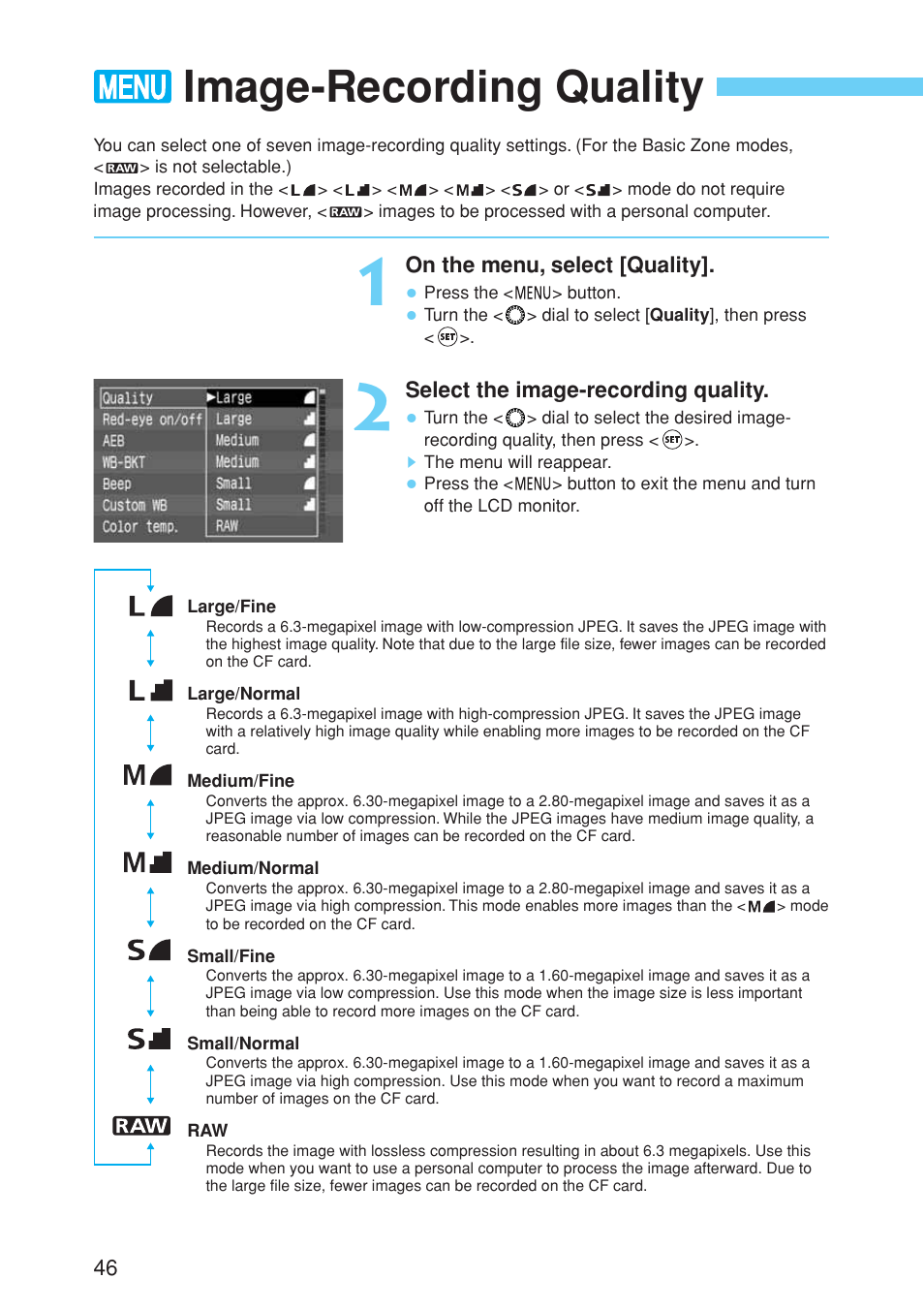 Image-recording quality | Canon EOS 10D User Manual | Page 46 / 183