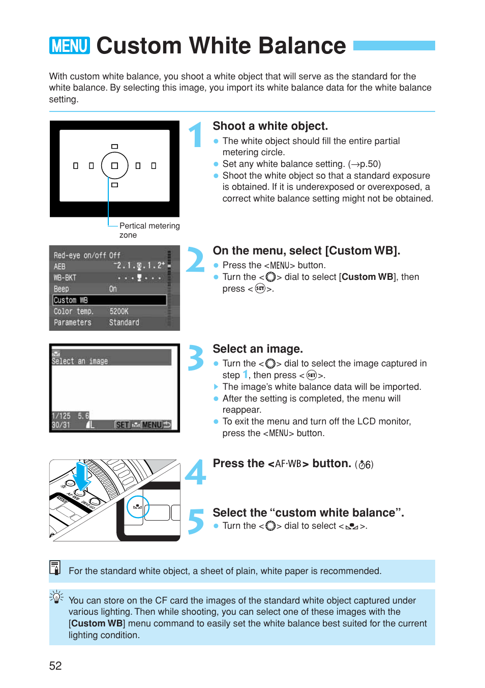 Custom white balance | Canon EOS 10D User Manual | Page 52 / 183