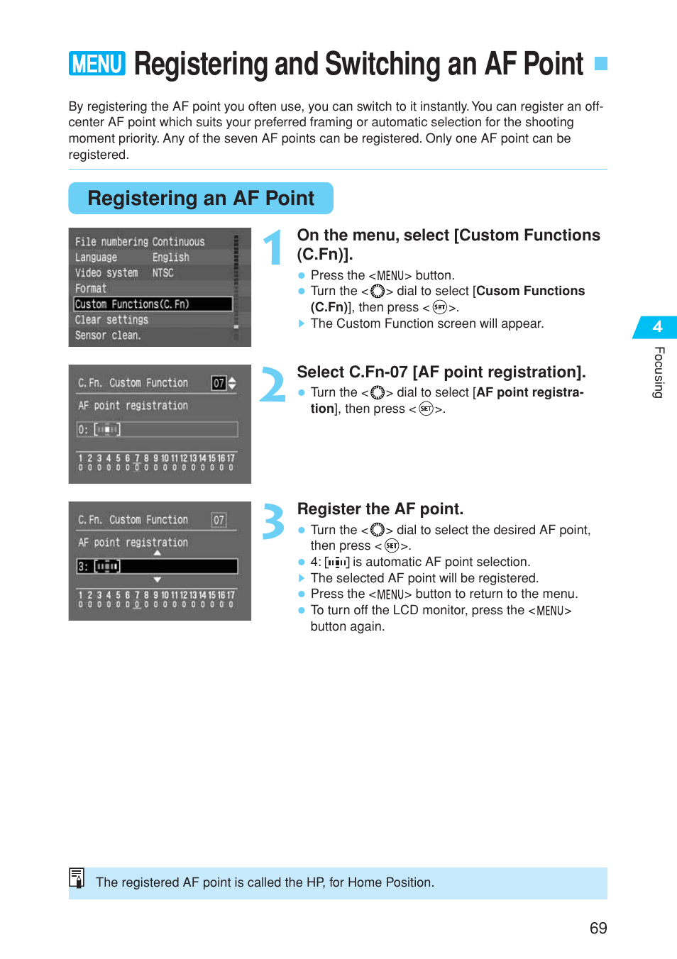 Registering and switching an af point | Canon EOS 10D User Manual | Page 69 / 183