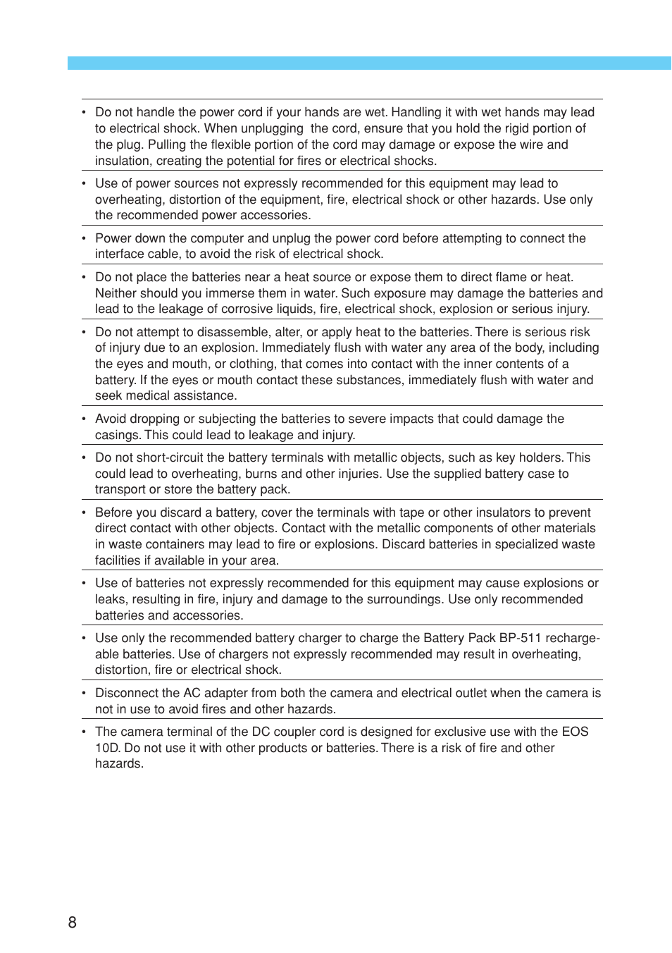 Canon EOS 10D User Manual | Page 8 / 183