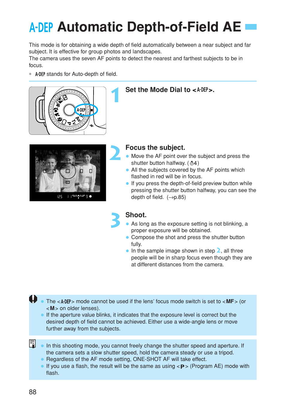 Automatic depth-of-field ae | Canon EOS 10D User Manual | Page 88 / 183