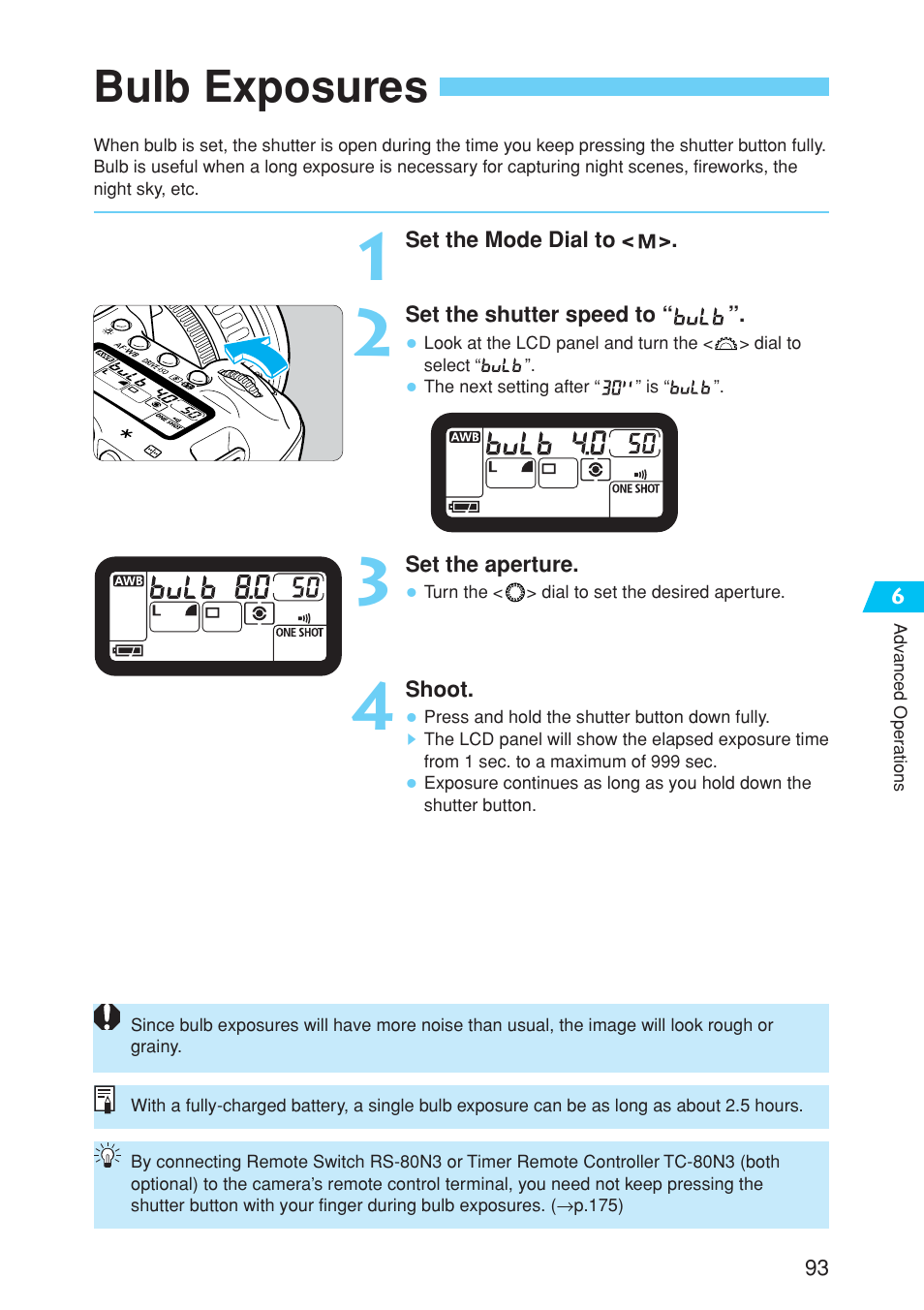 Bulb exposures | Canon EOS 10D User Manual | Page 93 / 183